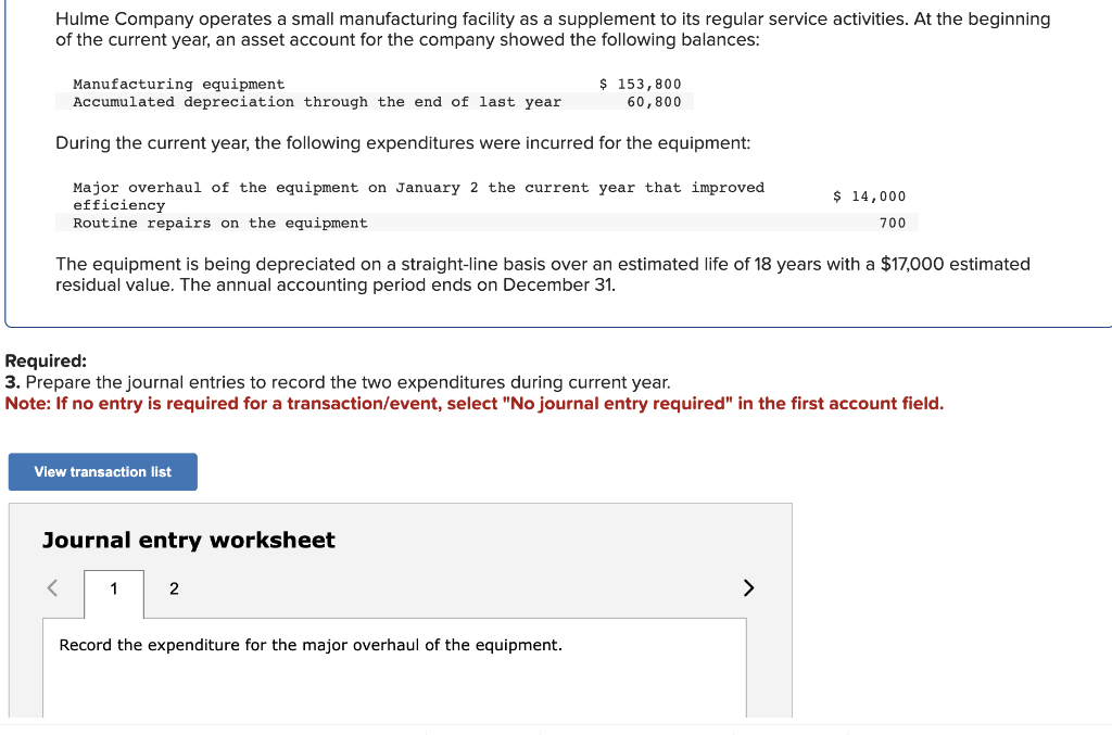 Solved Hulme Company operates a small manufacturing facility