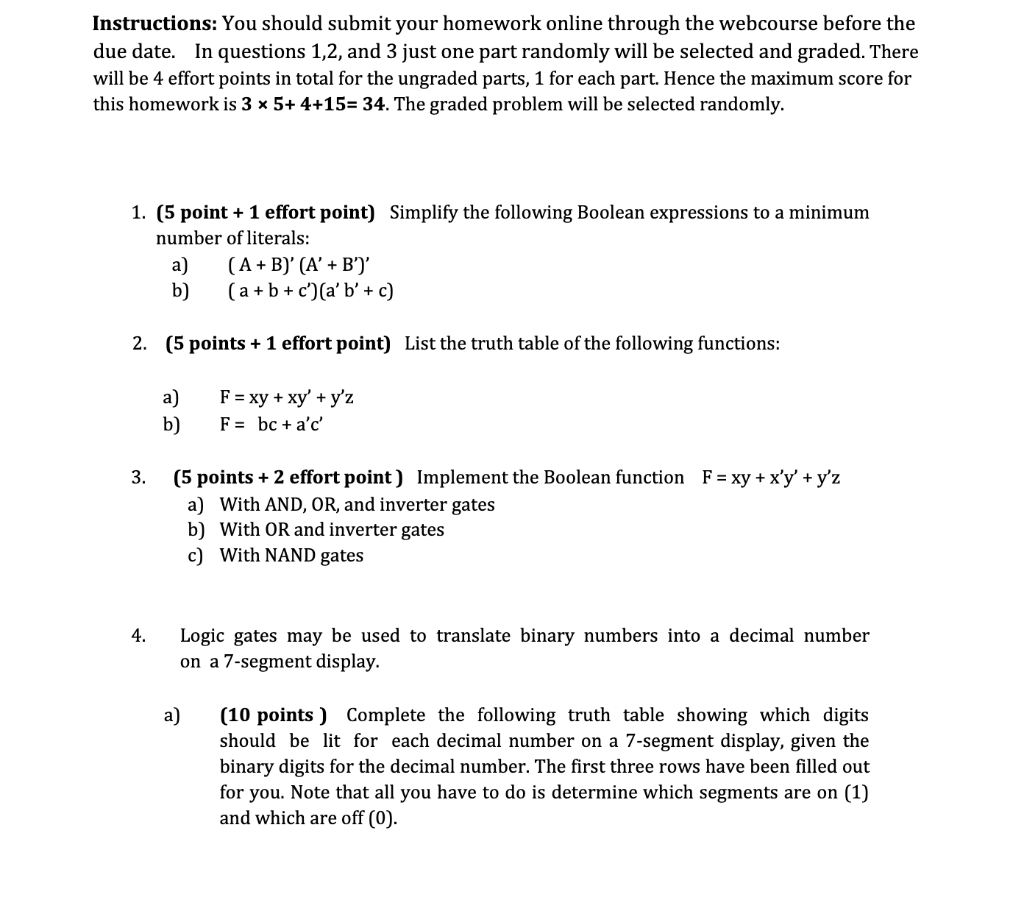 Solved Instructions: You should submit your homework online | Chegg.com