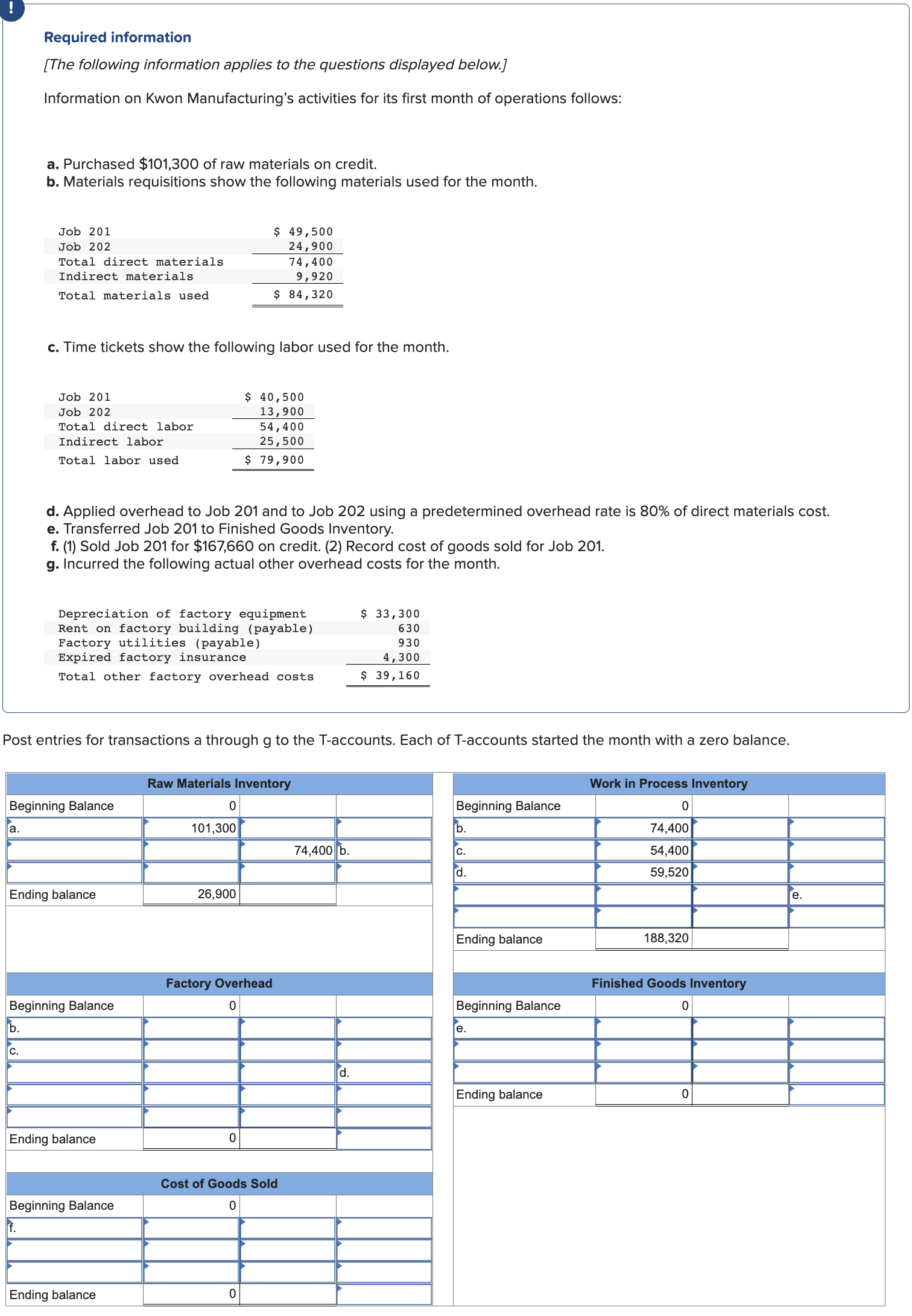 Solved Required information [The following information