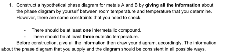 Solved 1. Construct A Hypothetical Phase Diagram For Metals | Chegg.com