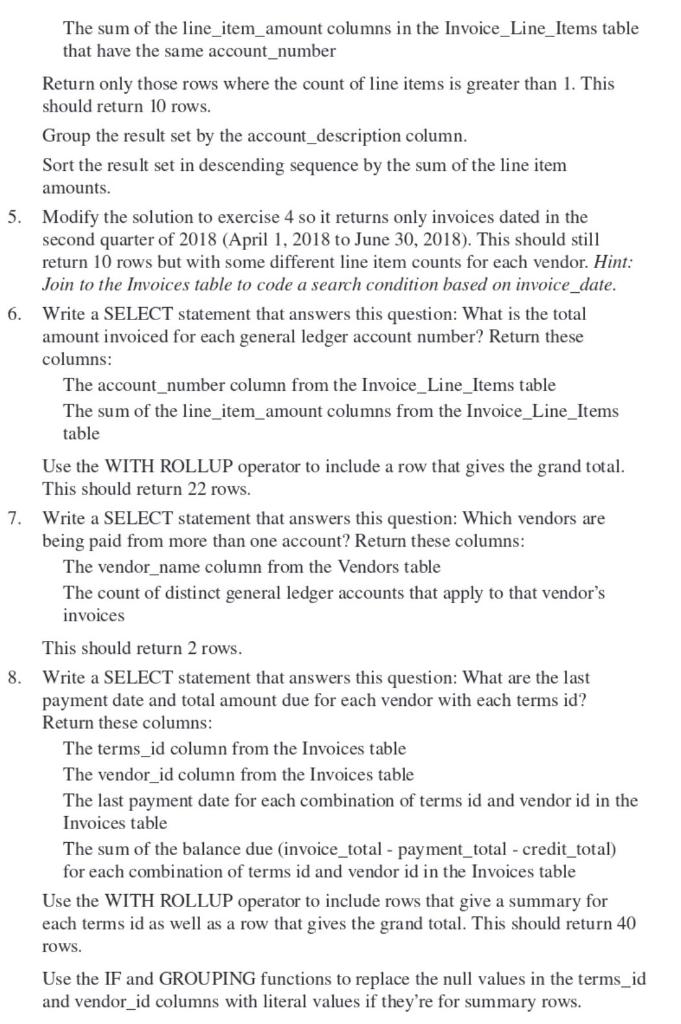 Exercises 1. Write a SELECT statement that returns | Chegg.com