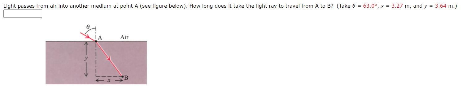 Solved Light passes from air into another medium at point A | Chegg.com