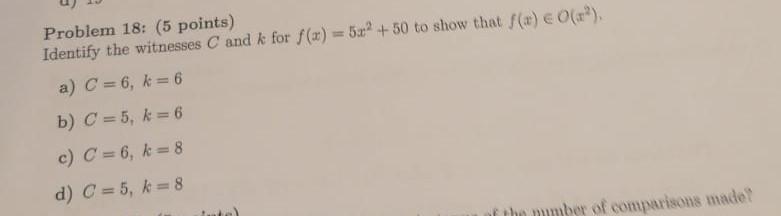 Solved Problem 18: (5 Points) Identify The Witnesses C And K | Chegg.com