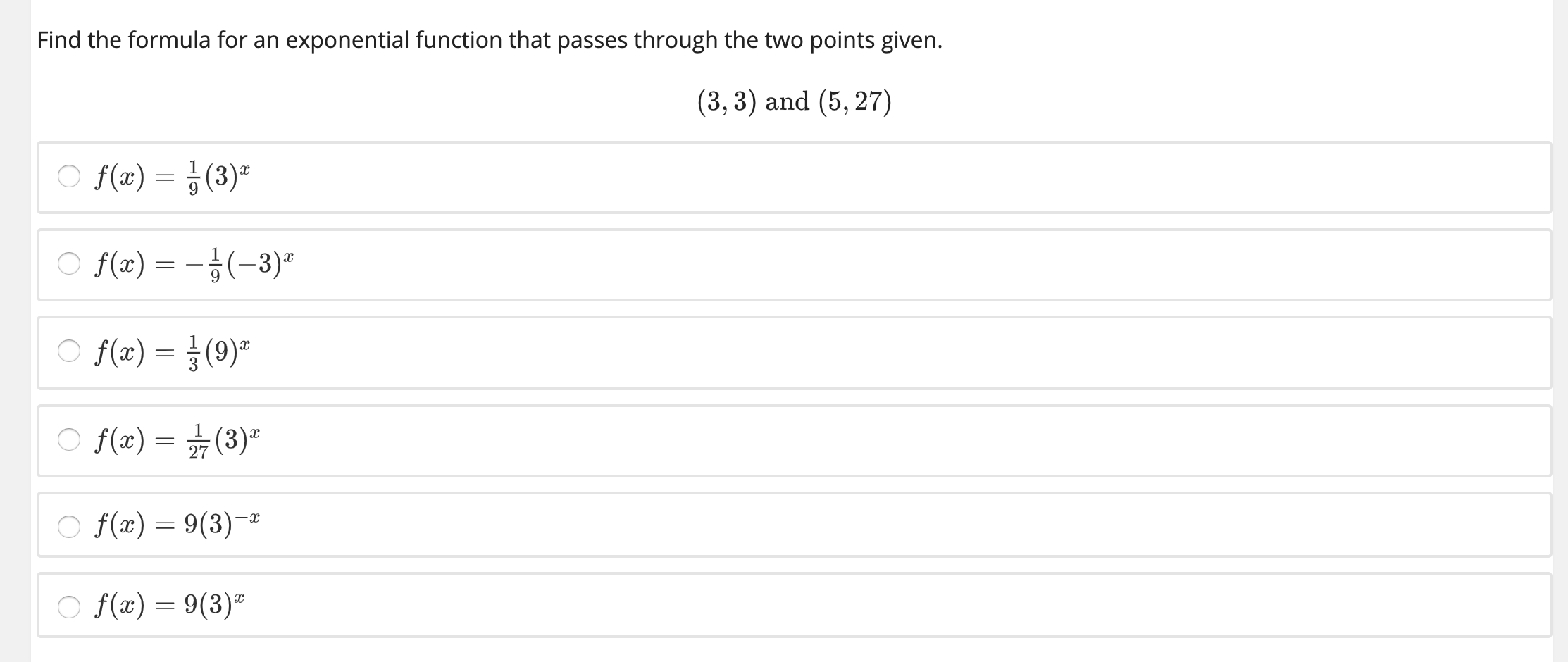 Solved Find the formula for an exponential function that | Chegg.com