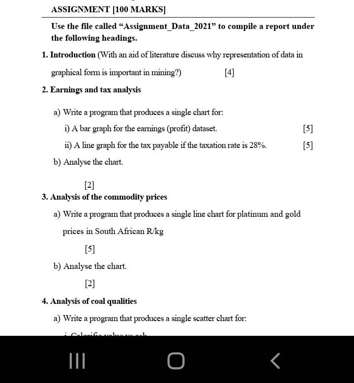 Solved ASSIGNMENT [100 MARKS] Use the file called | Chegg.com