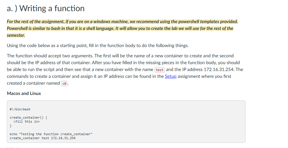 Solved here is my code. #!/bin/bash create_container() | Chegg.com