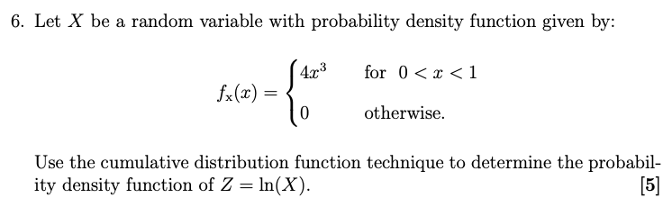 Solved 6. Let X be a random variable with probability | Chegg.com