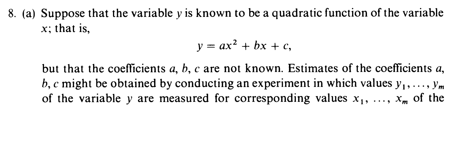Solved 8. (a) Suppose that the variable y is known to be a | Chegg.com