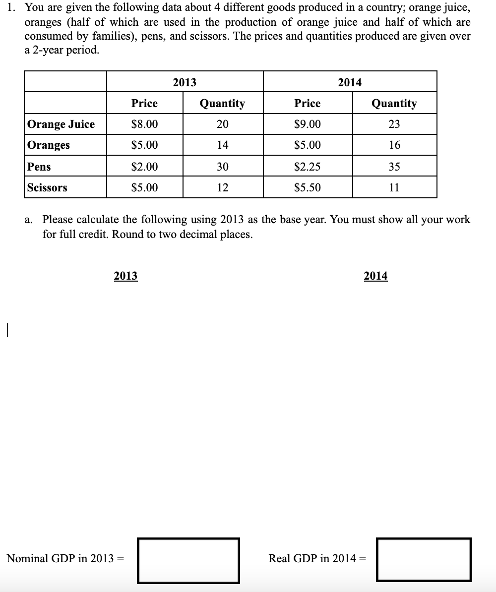 Solved 1. You are given the following data about 4 different | Chegg.com