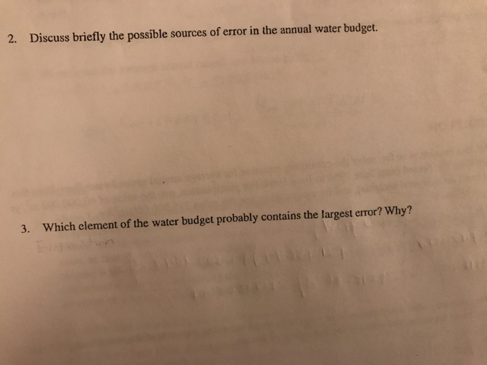 Solved 2. Discuss briefly the possible sources of error in