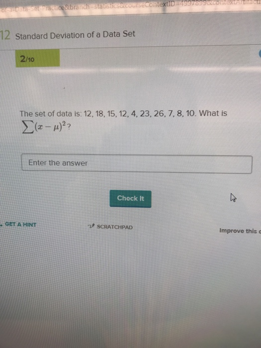 Solved 12 Standard Deviation of a Data Set 2/10 The set of | Chegg.com