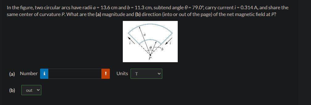 Solved In The Figure, Two Circular Arcs Have Radii A = 13.6 | Chegg.com