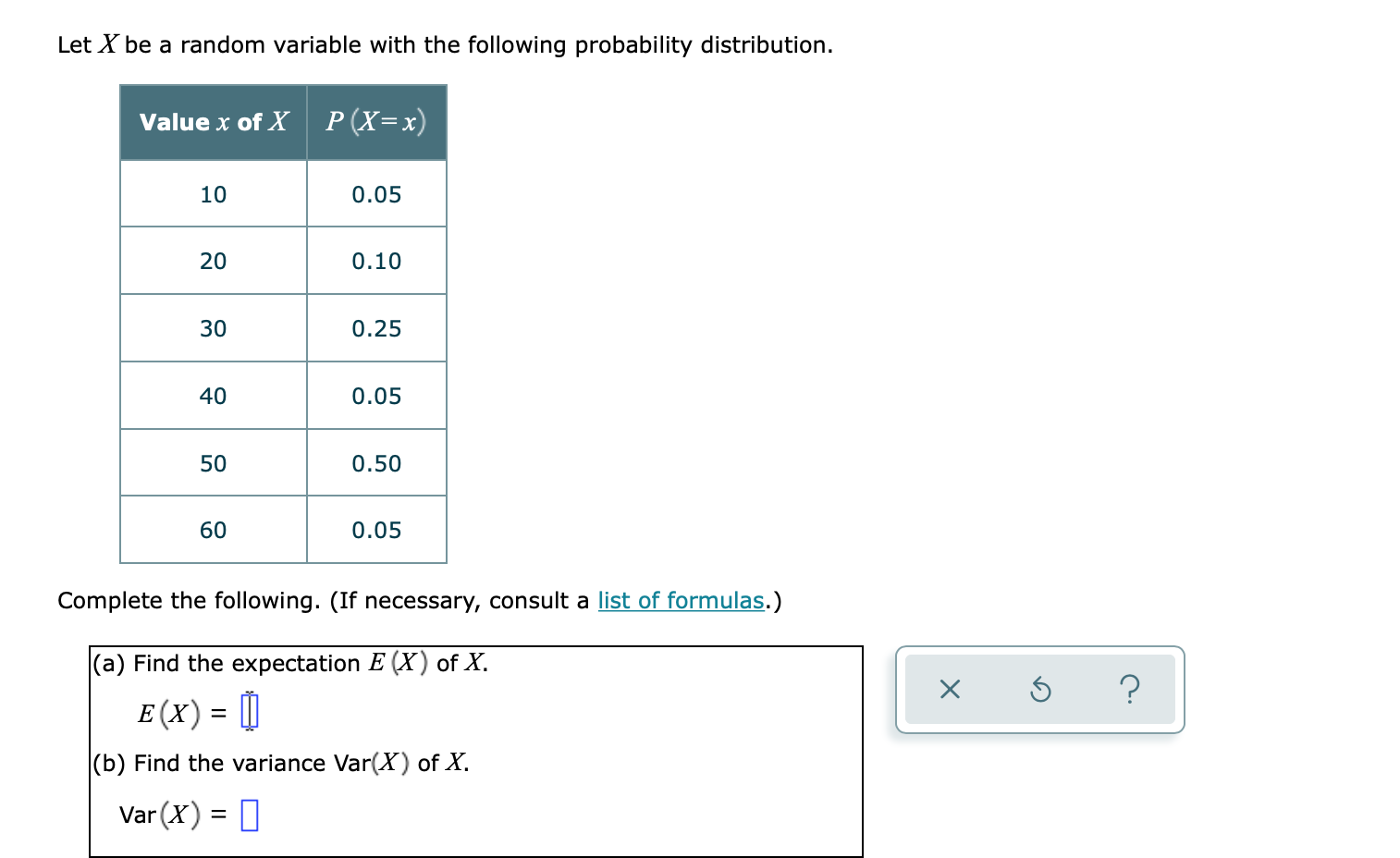 Solved Let X be a random variable with the following | Chegg.com