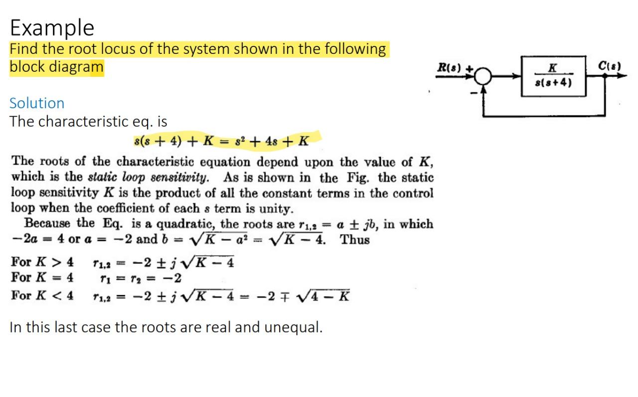 Solved Example Find the root locus of the system shown in | Chegg.com