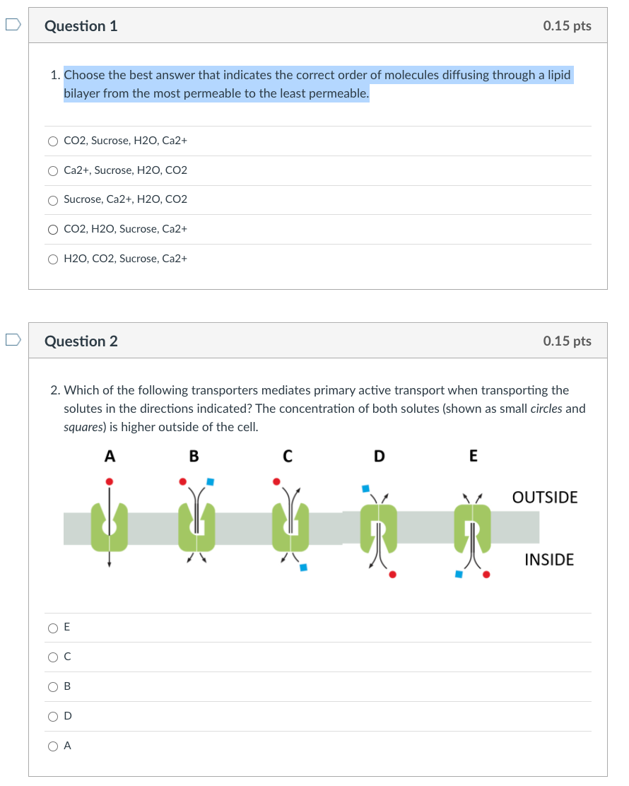 Solved D Question 1 0.15 pts 1. Choose the best answer that | Chegg.com