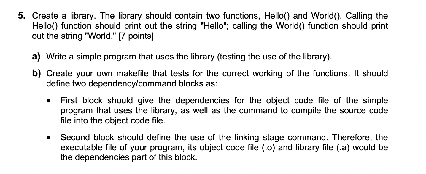 Solved 5. Create a library. The library should contain two | Chegg.com