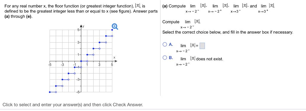 Solved For any real number x, the floor function (or | Chegg.com