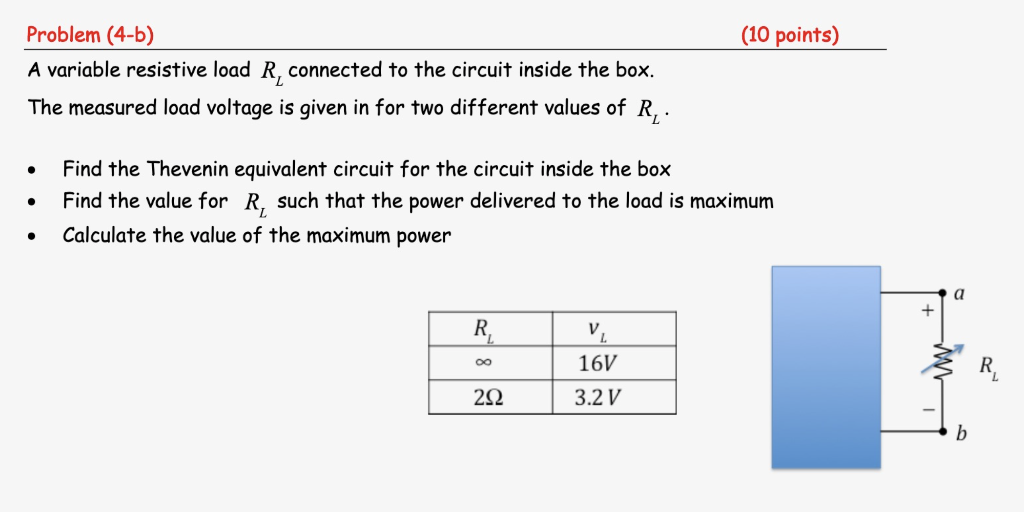 Solved (10 points) Problem (4-6) A variable resistive load | Chegg.com