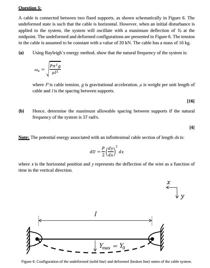 Solved Question 5:A cable is connected between two fixed | Chegg.com