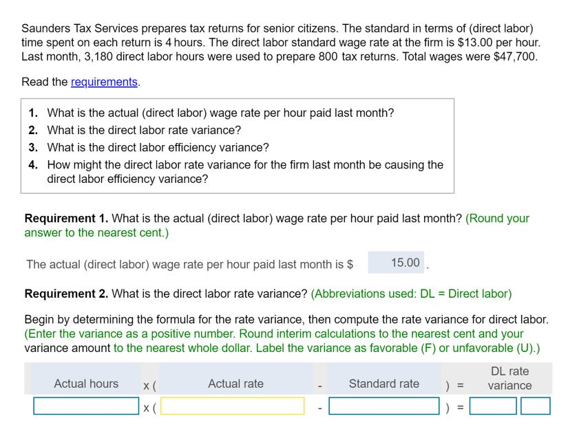 Solved Saunders Tax Services prepares tax returns for senior