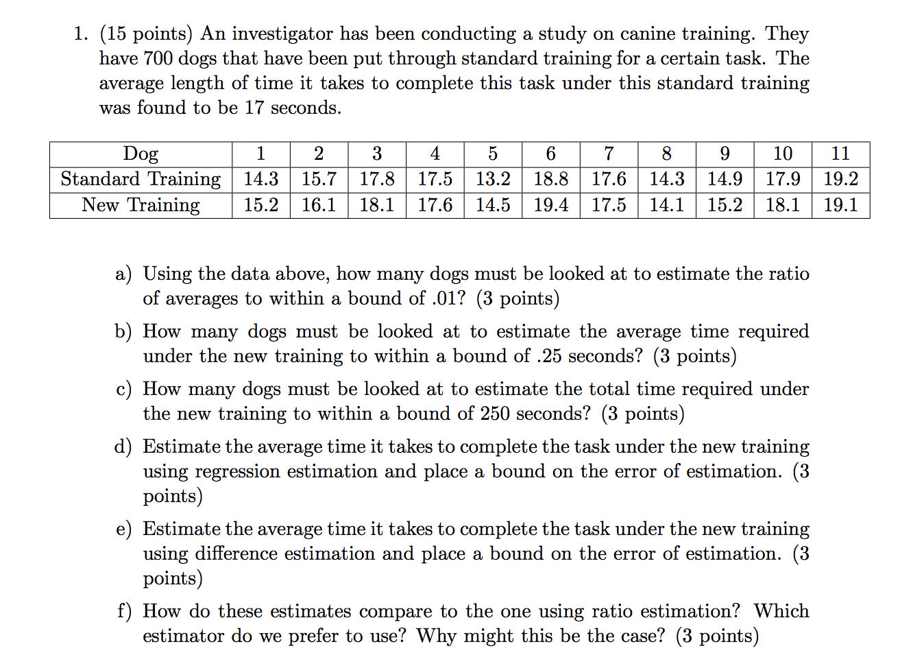 1. (15 points) An investigator has been conducting a | Chegg.com