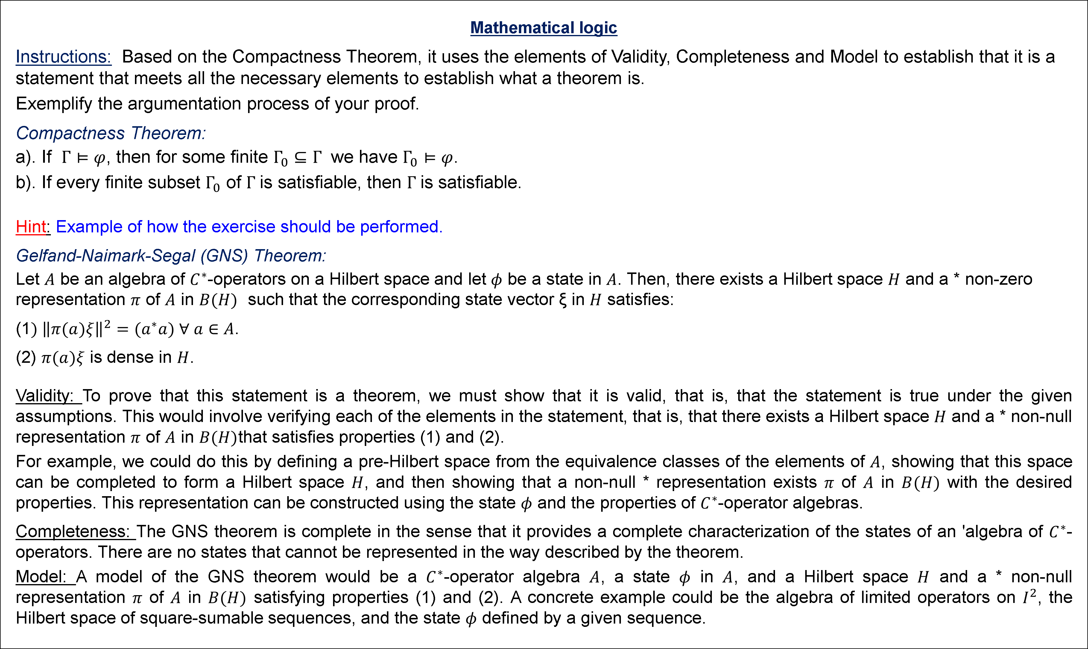 Solved Mathematical Logicinstructions:compactness 