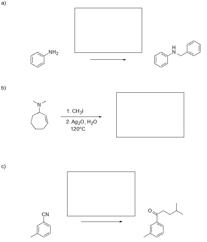 Solved a) NH2 ZI b) 'N 1. CH3 2. Ag20, H20 120°C c) CN d) | Chegg.com