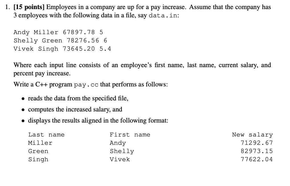 Solved [15 points] Employees in a company are up for a pay | Chegg.com