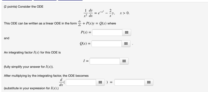 Solved (2 points) Consider the ODE 1 dy- r2 dr dy This ODE | Chegg.com