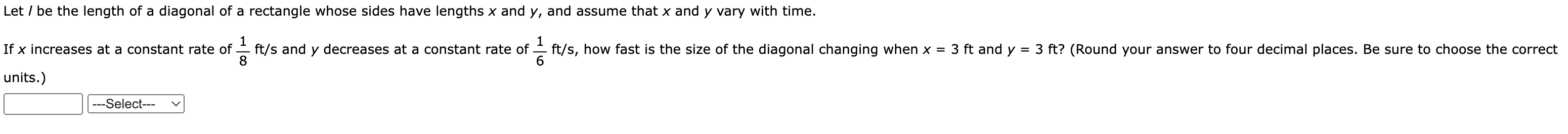 Solved _et I be the length of a diagonal of a rectangle | Chegg.com