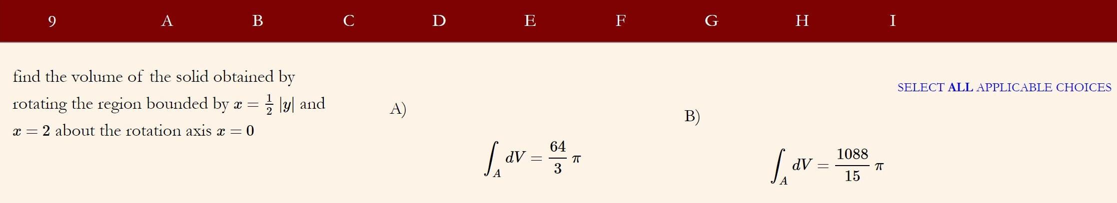 Solved A B В. С D E F G H I SELECT ALL APPLICABLE CHOICES | Chegg.com