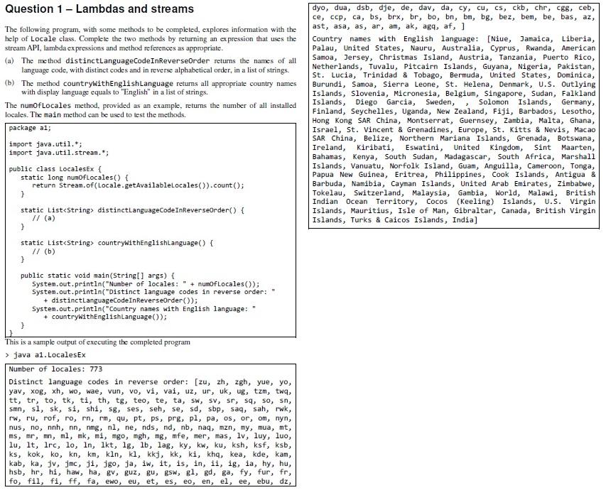 Solved Question 1 - Lambdas And Streams The Following | Chegg.com