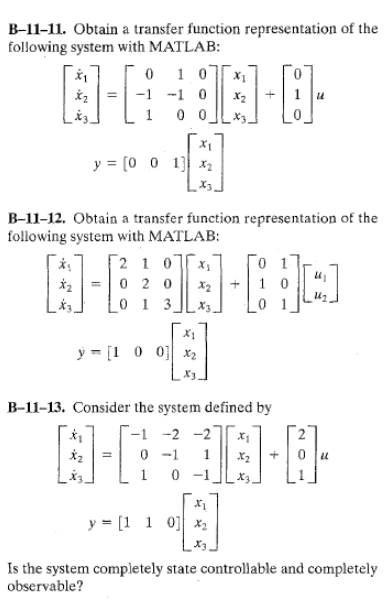 Solved B-11-11. Obtain A Transfer Function Representation Of | Chegg.com