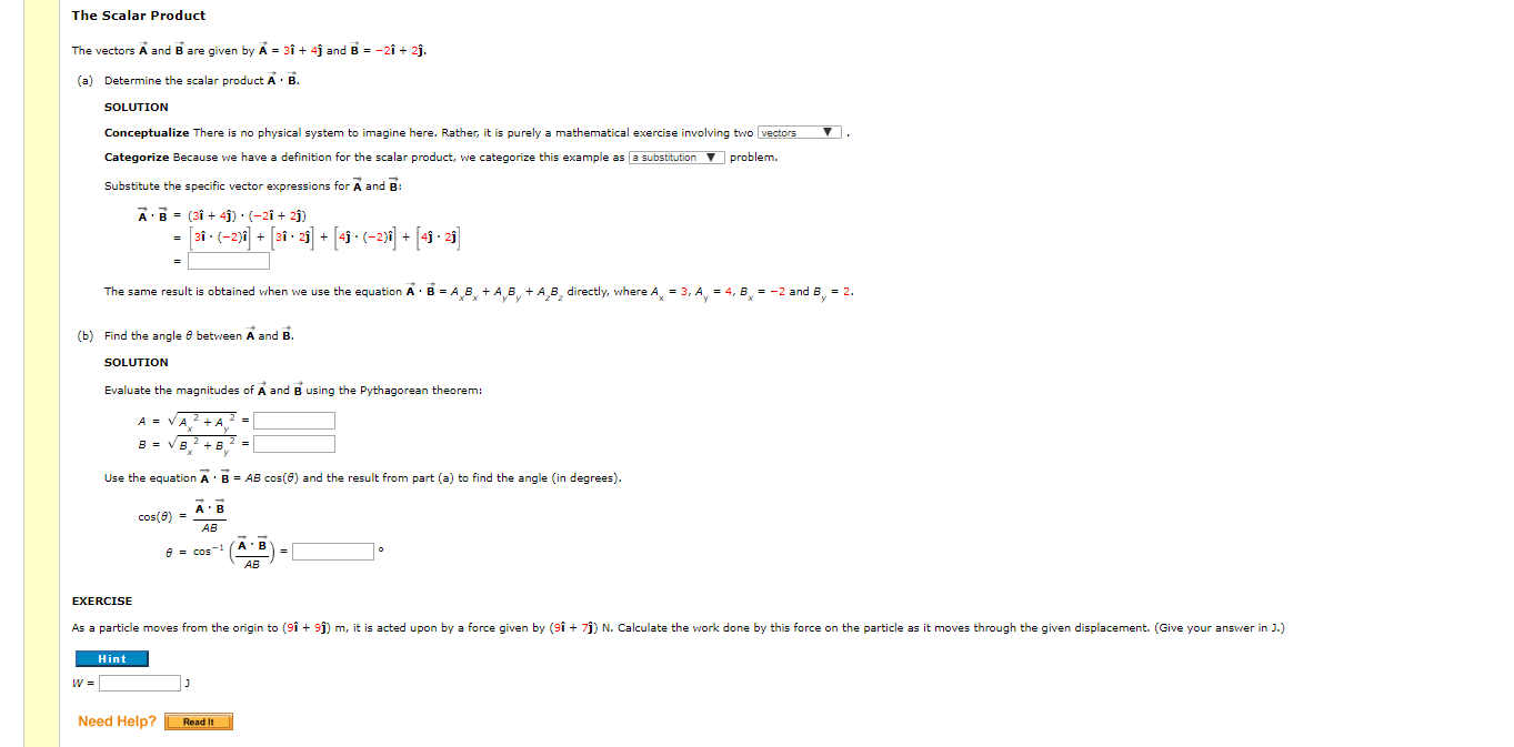 Solved The Scalar Product The Vectors A And B Are Given By A | Chegg.com