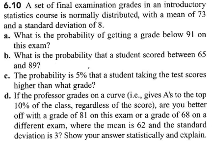 6.10 A Set Of Final Examination Grades In An | Chegg.com