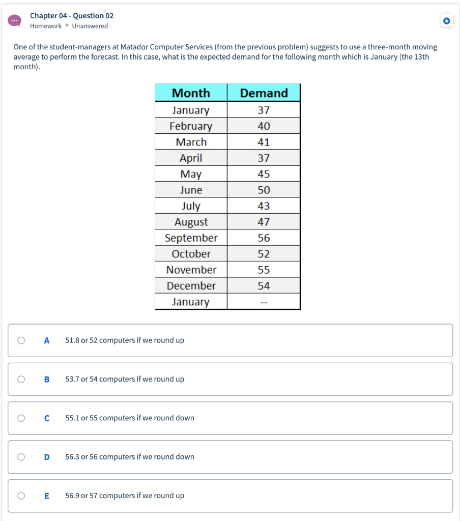 Solved Ch04 Question 32 Homework Unanswered Due Feb Or Cheggcom