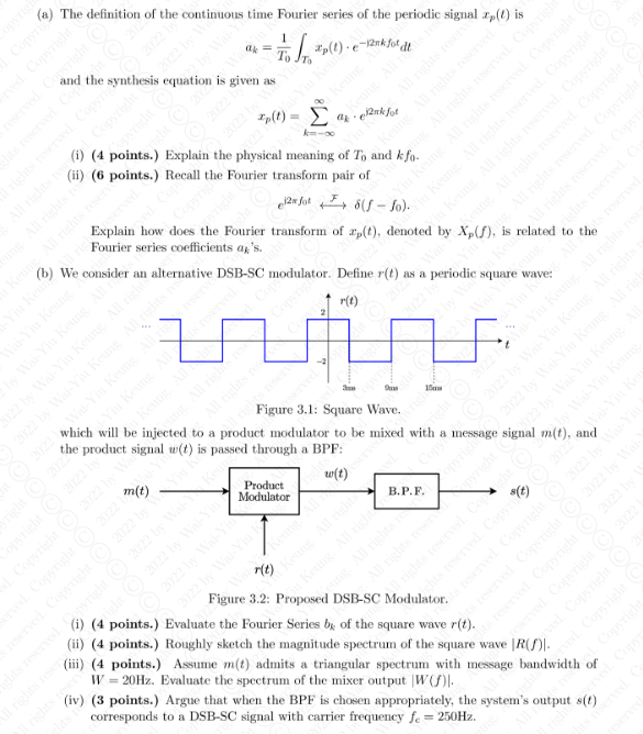 Solved The definition of the continuous time Fourier series | Chegg.com