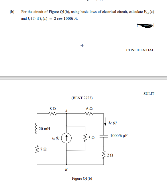 Solved (b) For The Circuit Of Figure Q1(b), Using Basic Laws | Chegg.com