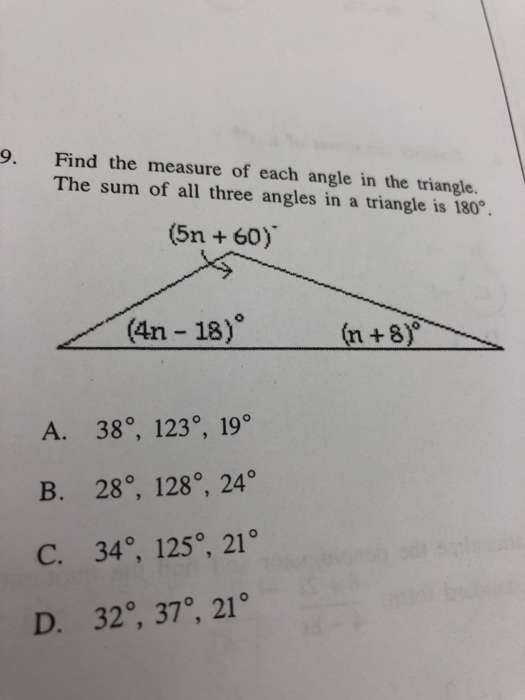 Solved Find the measure of each angle in the triangle. The