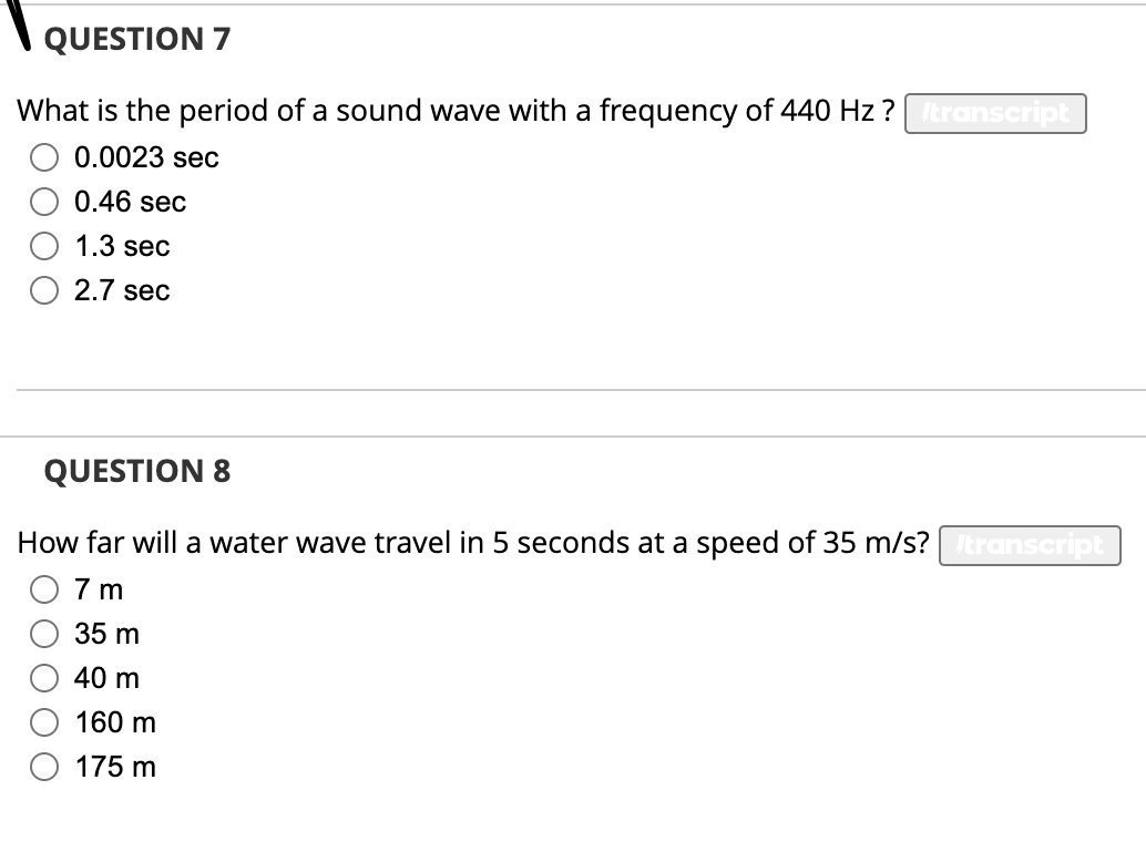 what is frequency of sound wave whose time period is 0.05 sec