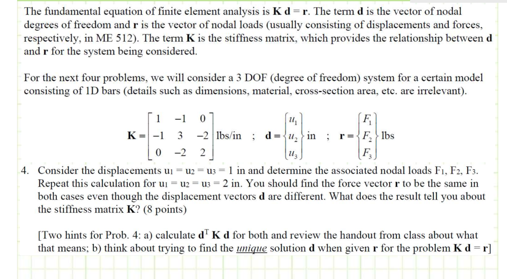 Solved The Fundamental Equation Of Finite Element Analysis | Chegg.com