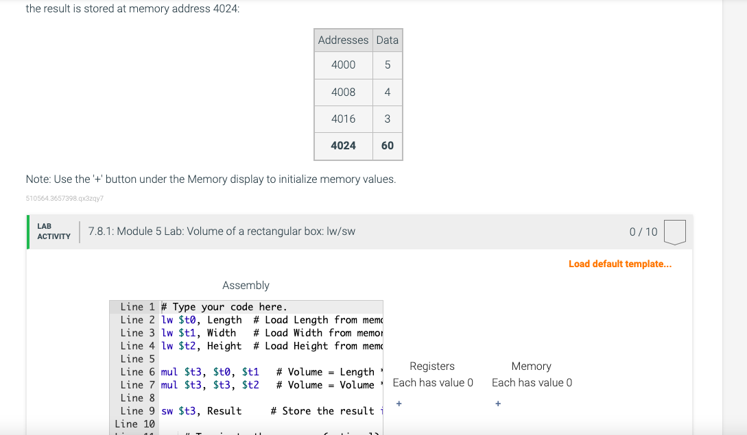 Solved The Result Is Stored At Memory Address 4024 : Note: | Chegg.com