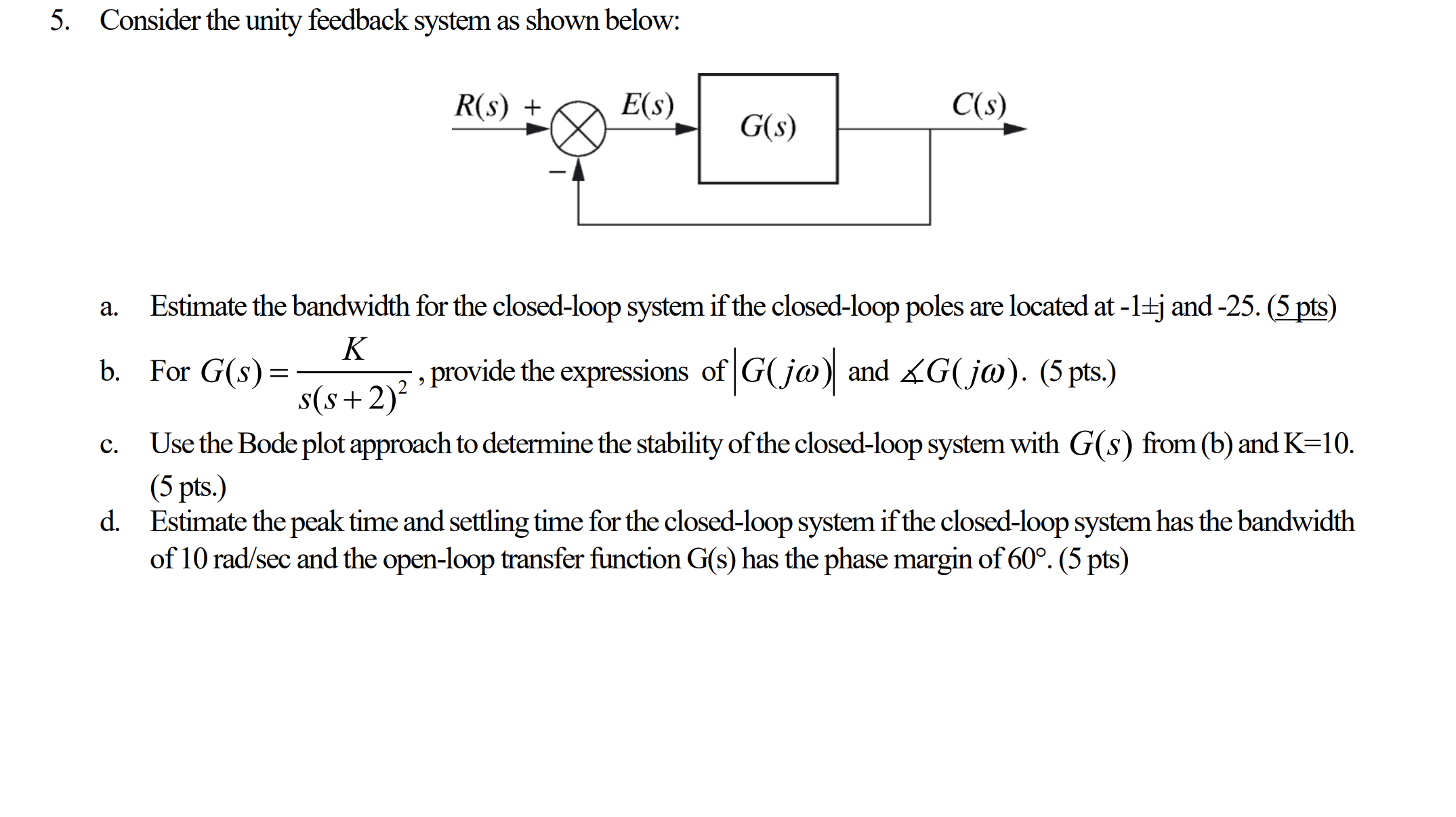 Solved Consider the unity feedback system as ﻿shown below:a. | Chegg.com