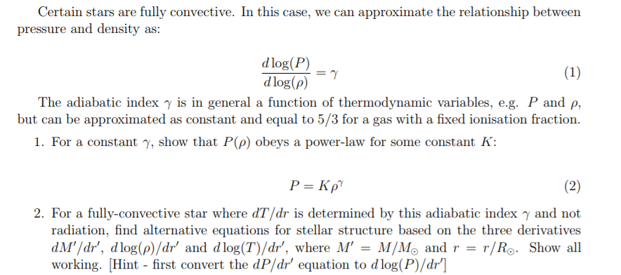 Solved Certain stars are fully convective. In this case, we | Chegg.com