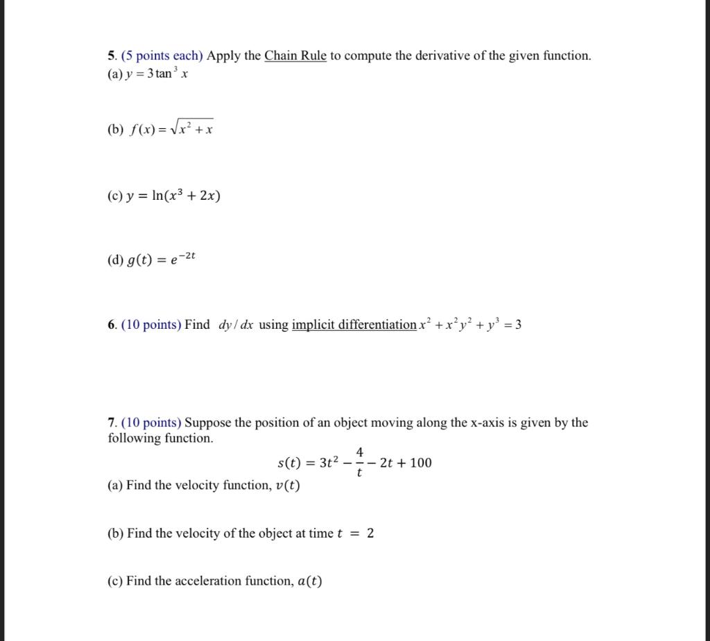 Solved 1 10 Points Use The Limit Definition Of The Der Chegg Com