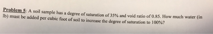 Solved Problem 5: A soil sample has a degree of saturation | Chegg.com