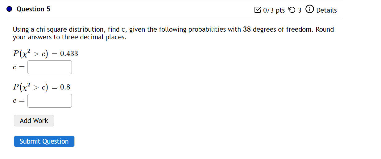 Solved Using a chi square distribution, find c, given the | Chegg.com