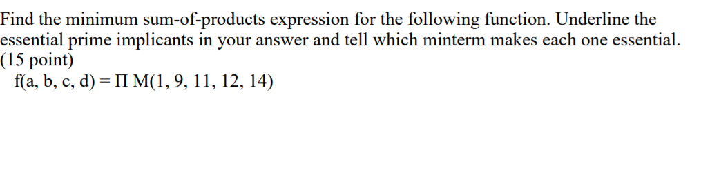 Solved Find The Minimum Sum-of-products Expression For The | Chegg.com