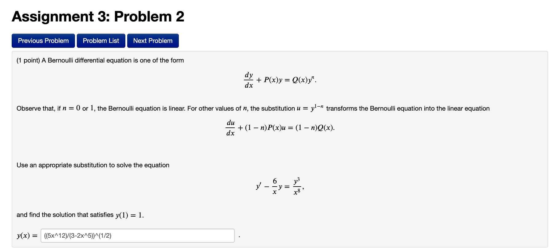 Solved Assignment 3: Problem 2 Previous Problem Problem List | Chegg.com