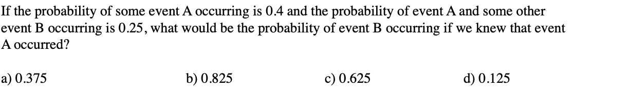 the probability of event a occurring is 1 3